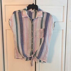 Linen Striped Button-down Shirt